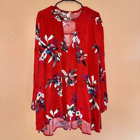 Free People Women's People Tree Swing Tunic - Red Floral - S - Picture 4 of 9